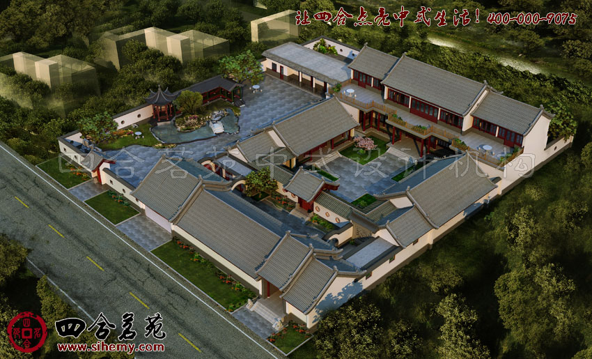 鳥瞰圖中的四合院宏偉格局 新四合院裝修設計圖片借鑒